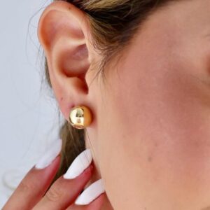 Brinco Esfera Lisa Médio Dourado