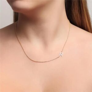 Gargantilha Letra Lisa Lateral Ródio Branco