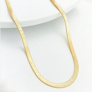 Gargantilha Fita 3mm Dourado Ouro 18k