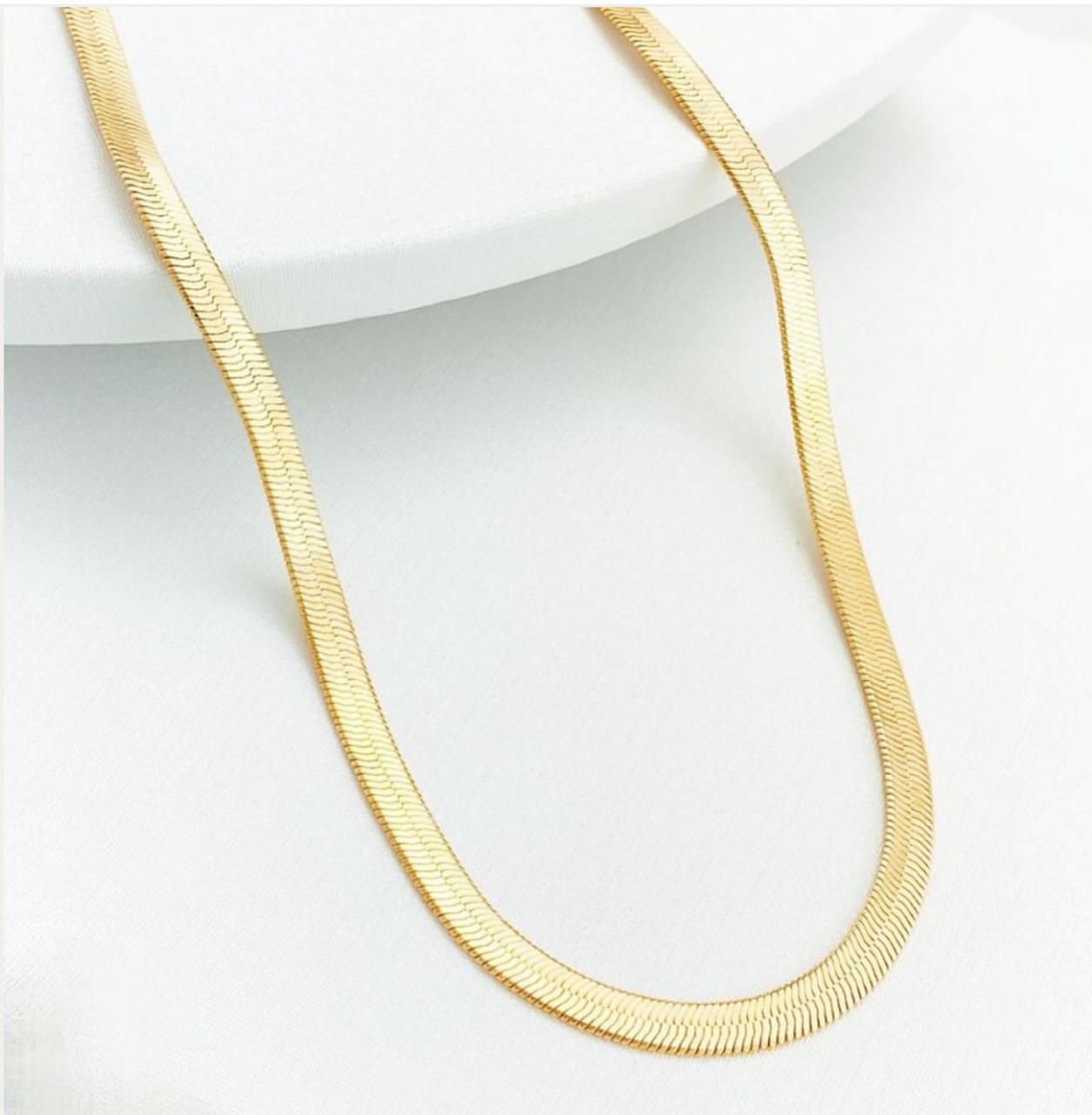 Gargantilha Fita 3mm Dourado Ouro 18k