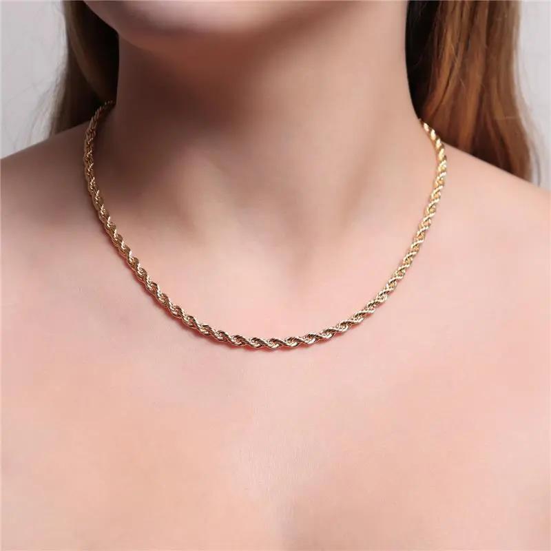 Gargantilha Cordão Baiano 4mm Dourado Ouro 18k