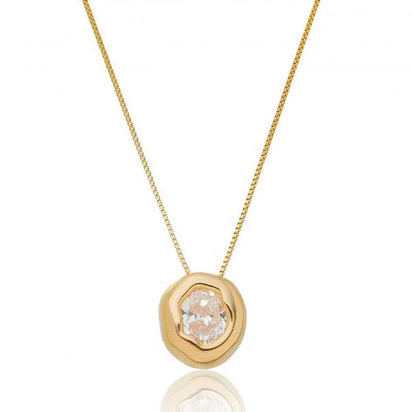 Colar ponto de Luz Orgânico Banhado a Ouro 18k
