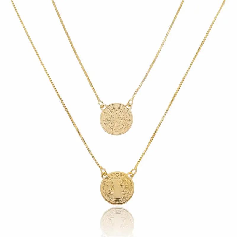 Escapulário São Bento Pequeno Dourado Ouro 18k - Imagem 3