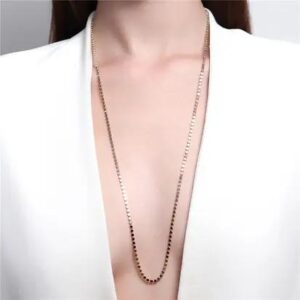 Colar Longo Esferas Achatadas Dourado Ouro 18k