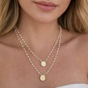 Colar Duplo Pérolas com Medalhas São Bento Dourado