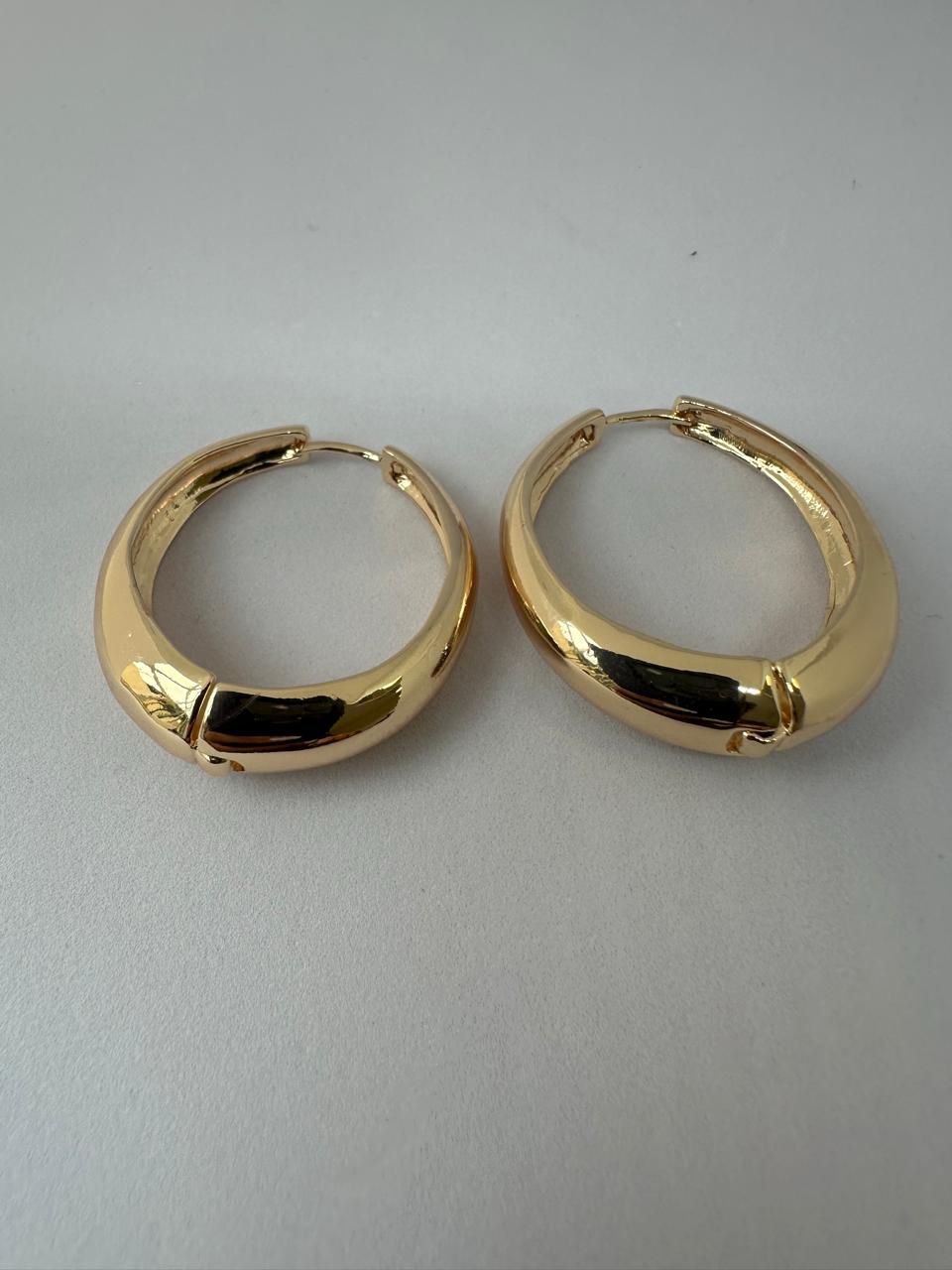 Brinco Argola Oval Lisa Dourada