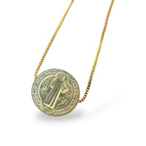 Gargantilha São Bento em Madrepérola Dourada