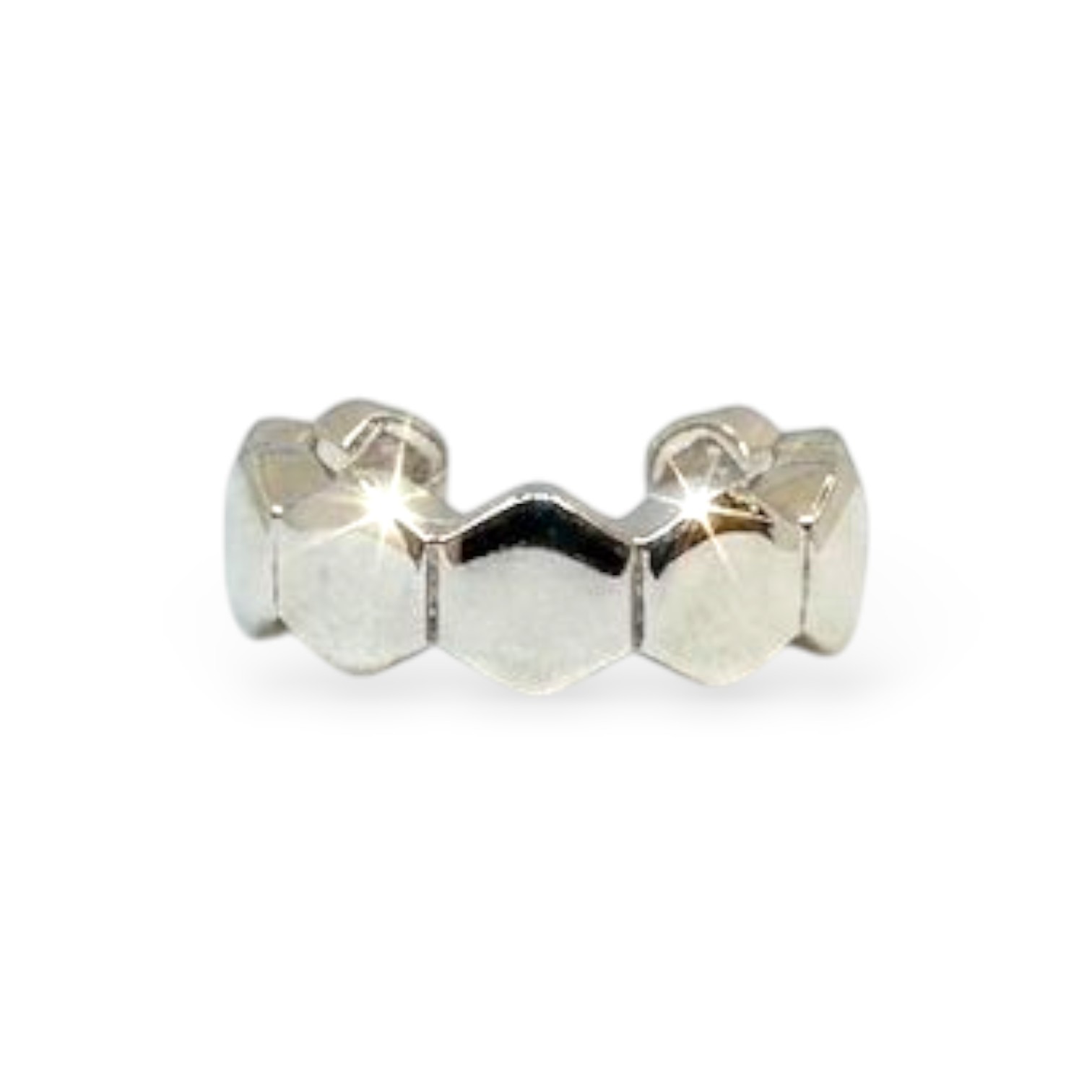 Piercing Fake Sextavado Liso Ródio Branco