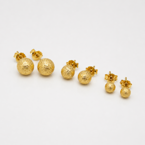 Trio de Esferas Foscas Banhadas a Ouro 18k