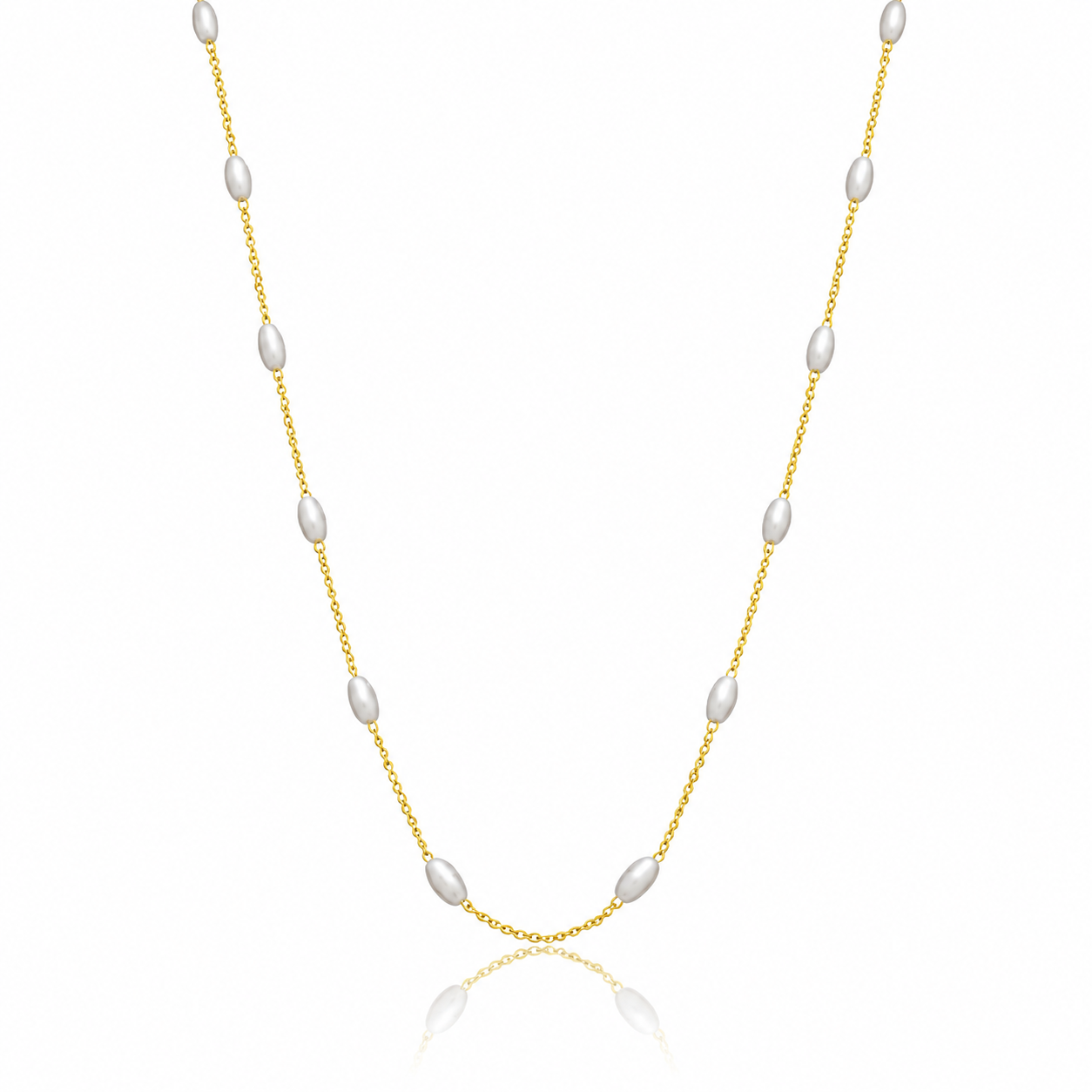Choker Perólas Arroz Banhada a Ouro 18k