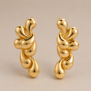 Brinco gotas sobrepostas Banhado a Ouro 18k
