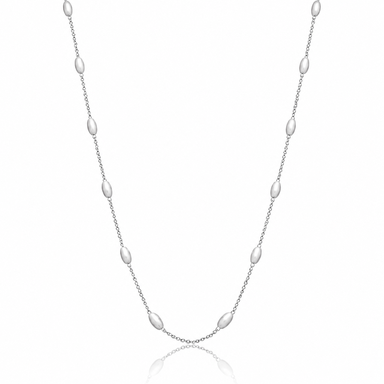 Choker Perólas Arroz Ródio Branco