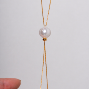 Colar Gravata Pérola Banhado a Ouro 18k