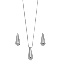 Conjunto Gota Lisa Ródio Branco