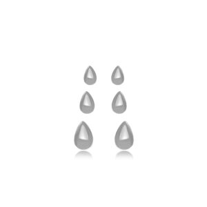 Trio gotas lisas em ródio branco