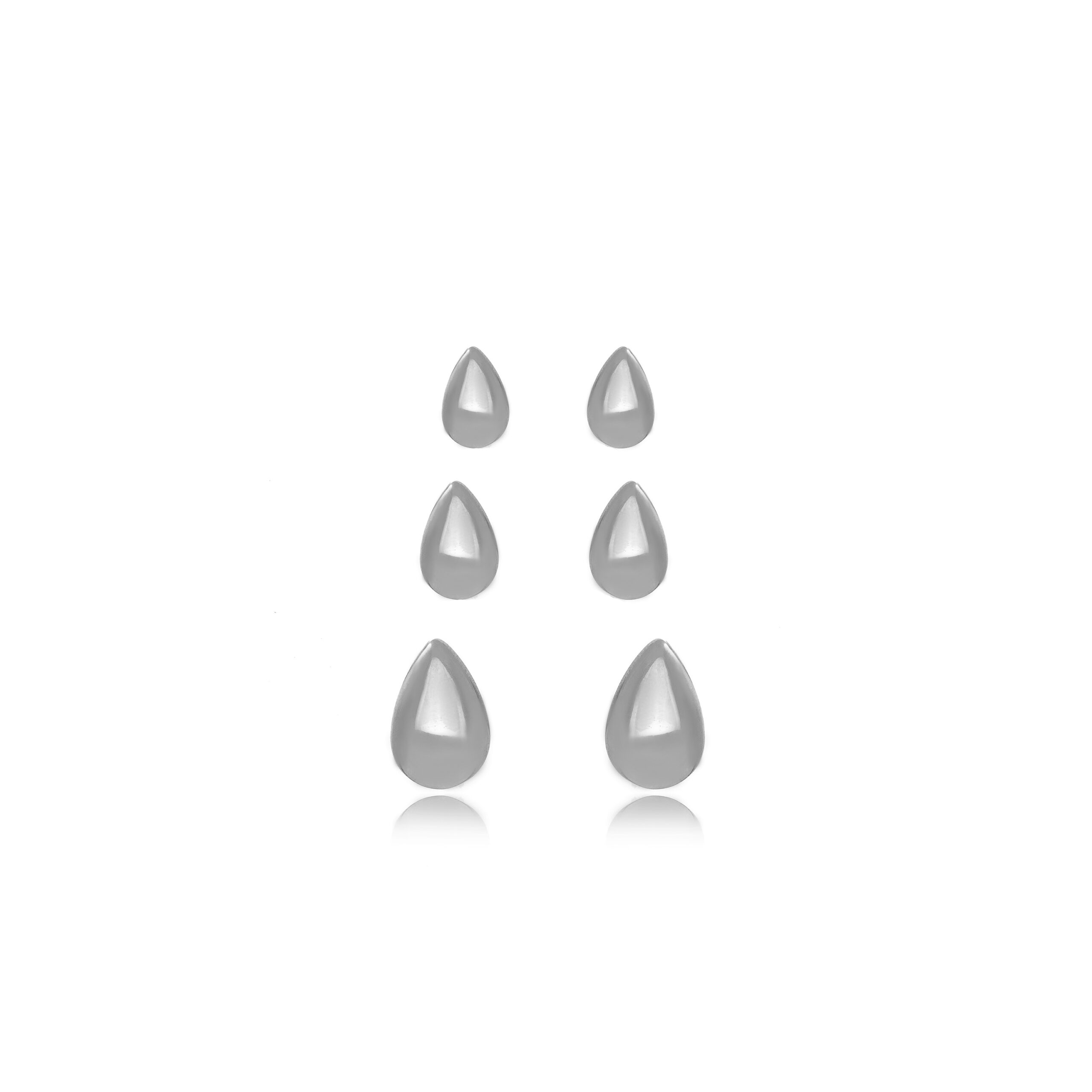 Trio gotas lisas em ródio branco