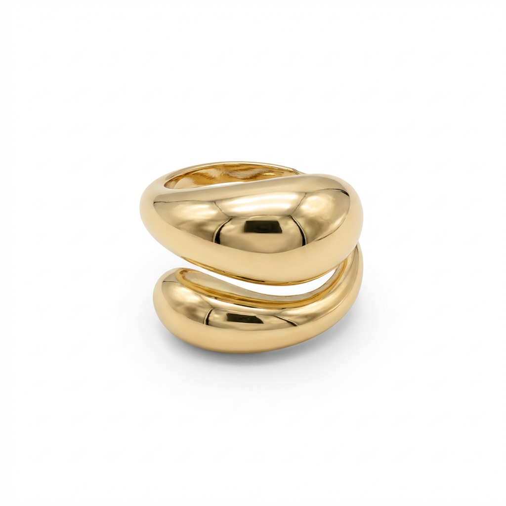 Anel gota liso Banhado a Ouro 18k