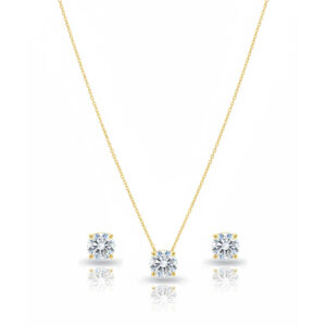 Conjunto Ponto de Luz Cristal Banhado a Ouro 18k