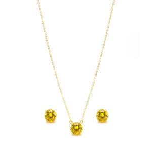 Conjunto Ponto de Luz Citrino Banhado a Ouro 18k