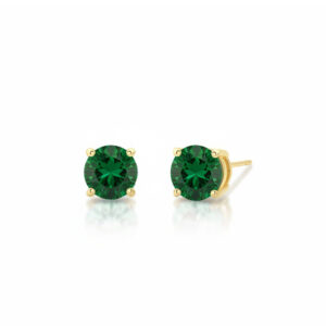 Brinco Ponto de Luz Esmeralda 6mm Banhado a Ouro 18k