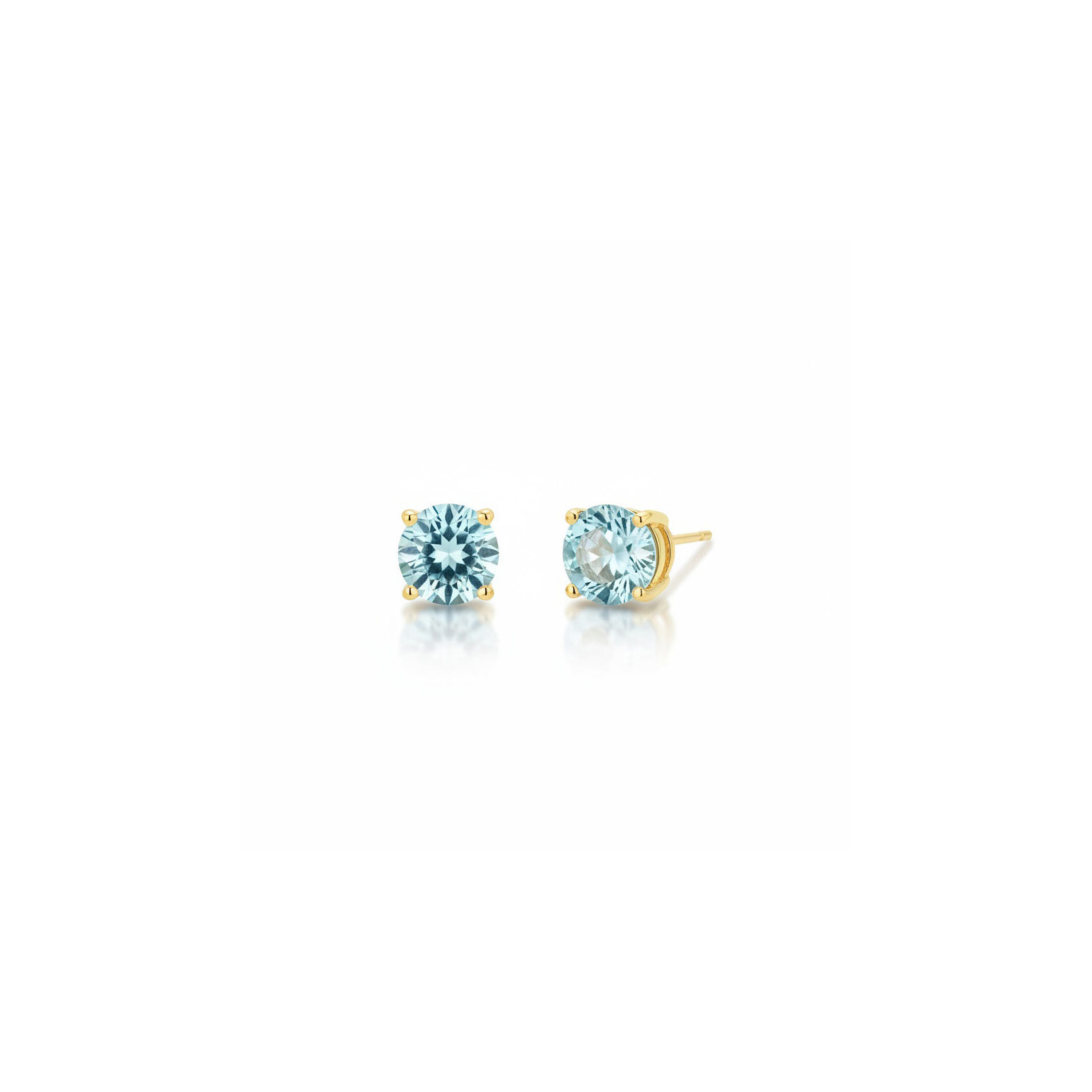 Brinco Ponto de Luz Aqua Marinha 6mm Banhado a Ouro 18k
