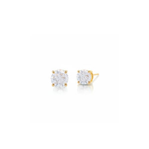 Brinco Ponto de Luz Cristal 6mm Banhado a Ouro 18k