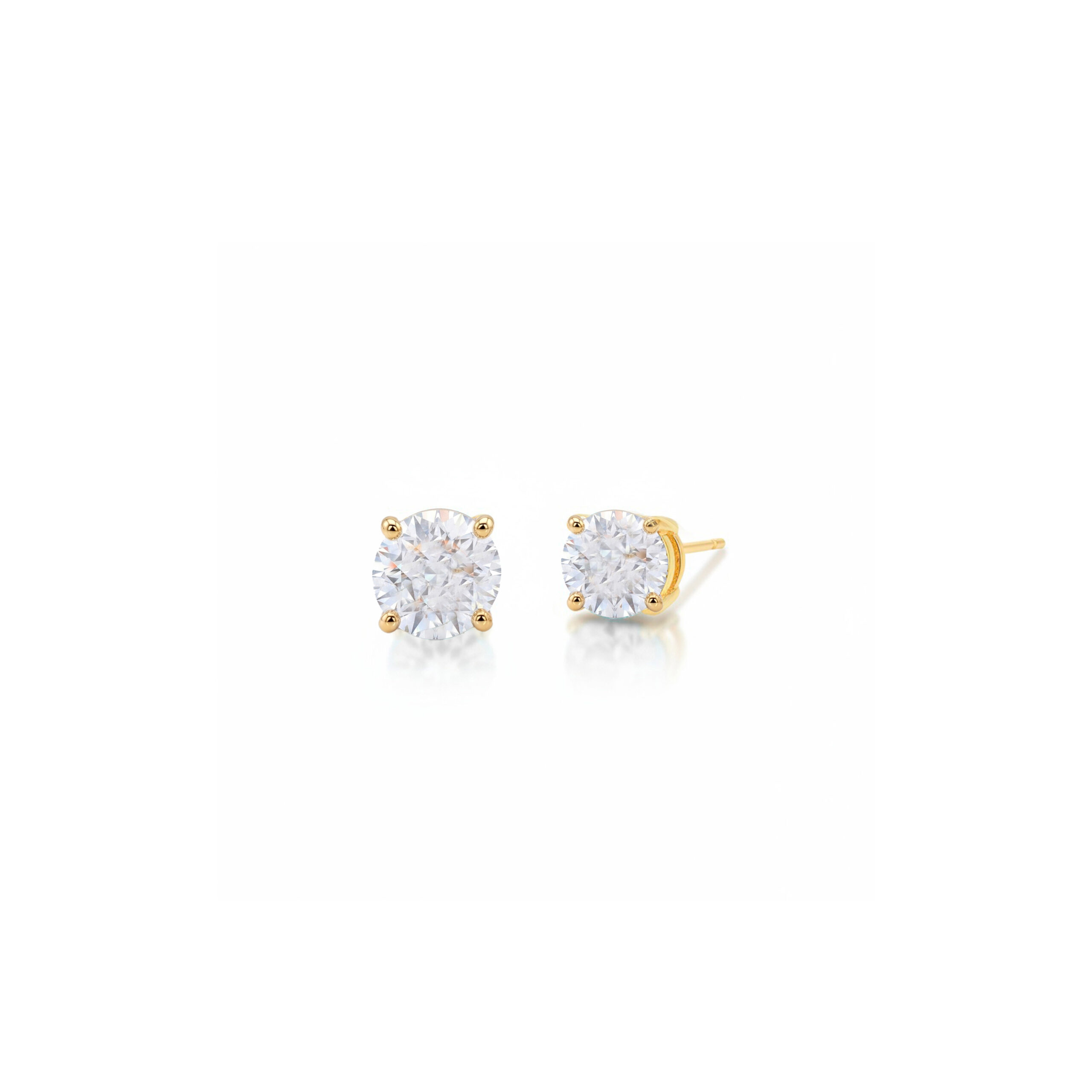 Brinco Ponto de Luz Cristal 6mm Banhado a Ouro 18k