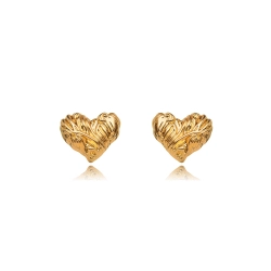 Brinco Coração Texturizado Banhado a Ouro 18k