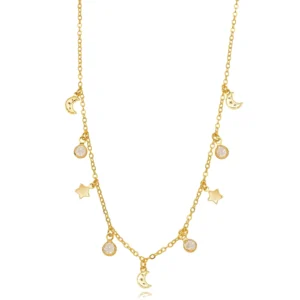 Colar Infantil Pingentes Banhado a Ouro 18k