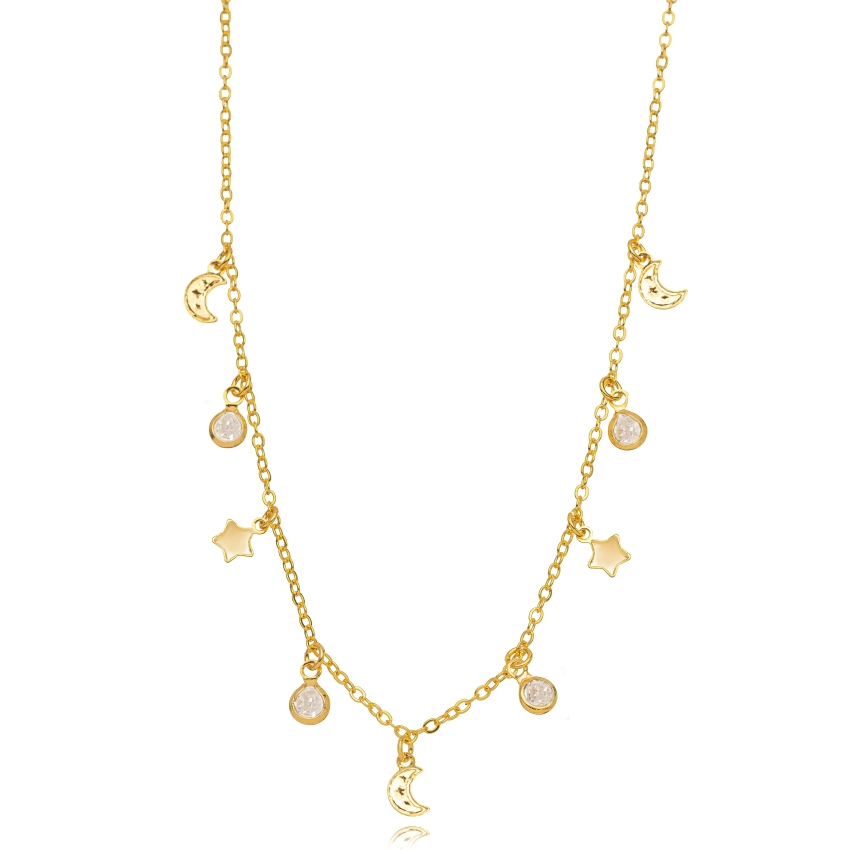 Colar Infantil Pingentes Banhado a Ouro 18k