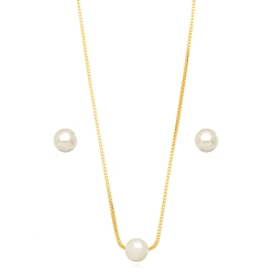 Conjunto Pérola Banhado a Ouro 18k