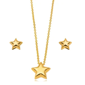 Conjunto Estrela Banhado a Ouro 18k