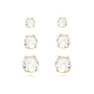 Trio Pontos de Luz Banhado a Ouro 18k