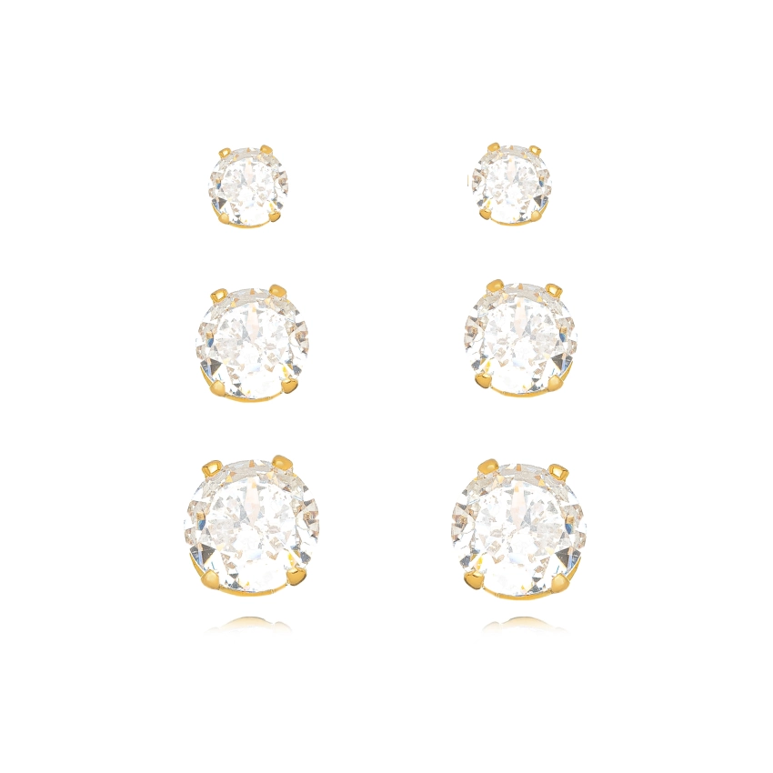 Trio Pontos de Luz Banhado a Ouro 18k