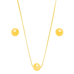 Conjunto Esfera Banhado a Ouro 18k
