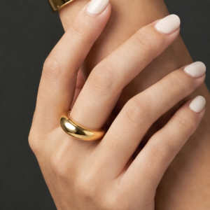 Anel abaulado liso Banhado a Ouro 18k