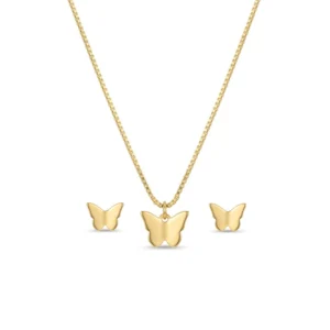 Conjunto Infantil Borboleta Banhado a Ouro 18k