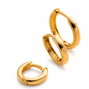 Trio argolas lisas Banhadas a Ouro 18k