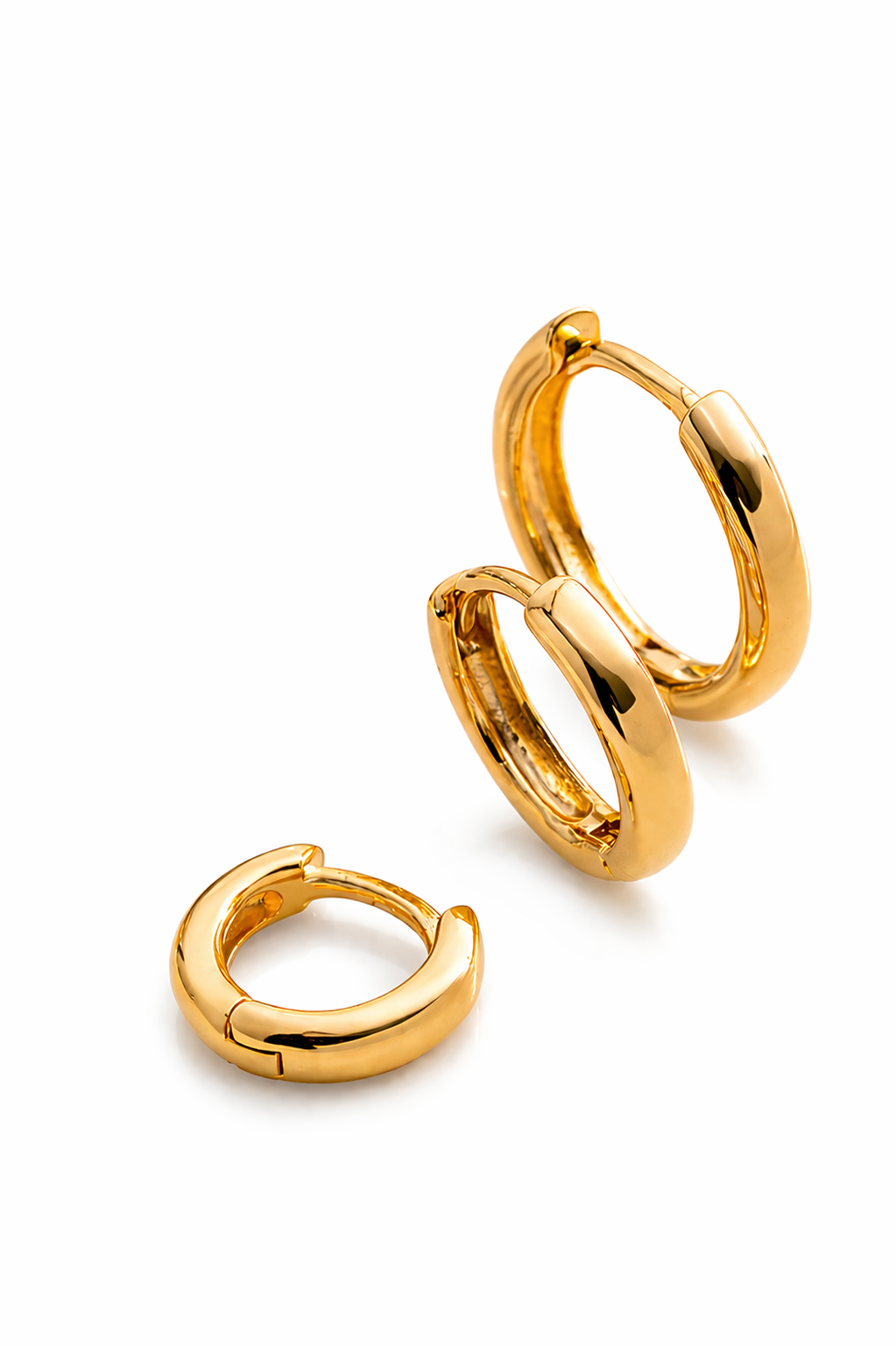Trio argolas lisas Banhadas a Ouro 18k