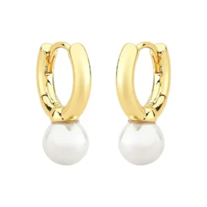 Argola Pérola P Banhado a Ouro 18k
