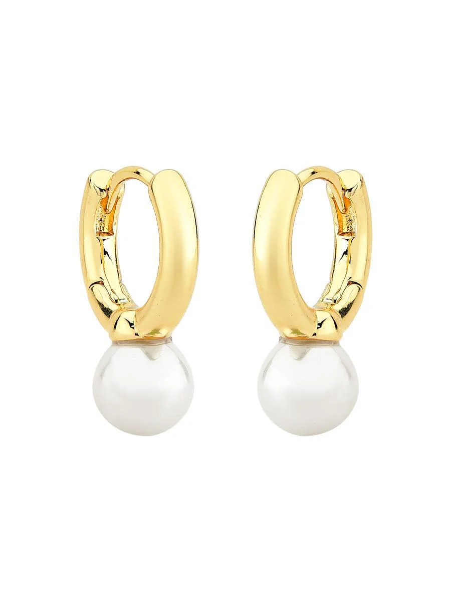 Argola Pérola P Banhado a Ouro 18k
