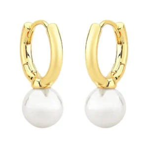 Argola Pérola M Banhado a Ouro 18k
