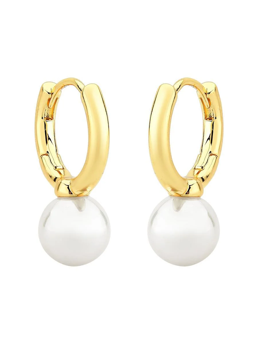 Argola Pérola M Banhado a Ouro 18k