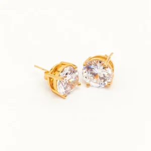 Brinco Ponto de Luz Zircônia 12mm Banhado a Ouro 18k