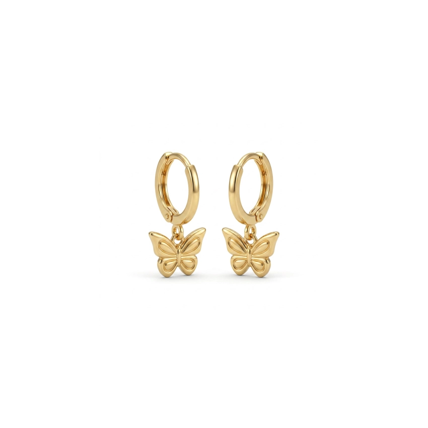 Argola Infantil Borboleta Banhada a Ouro 18k
