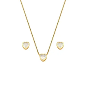 Conjunto Ponto de Luz Coração Banhado a Ouro 18K