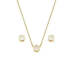 Conjunto Ponto de Luz Redondo Banhado a Ouro 18k