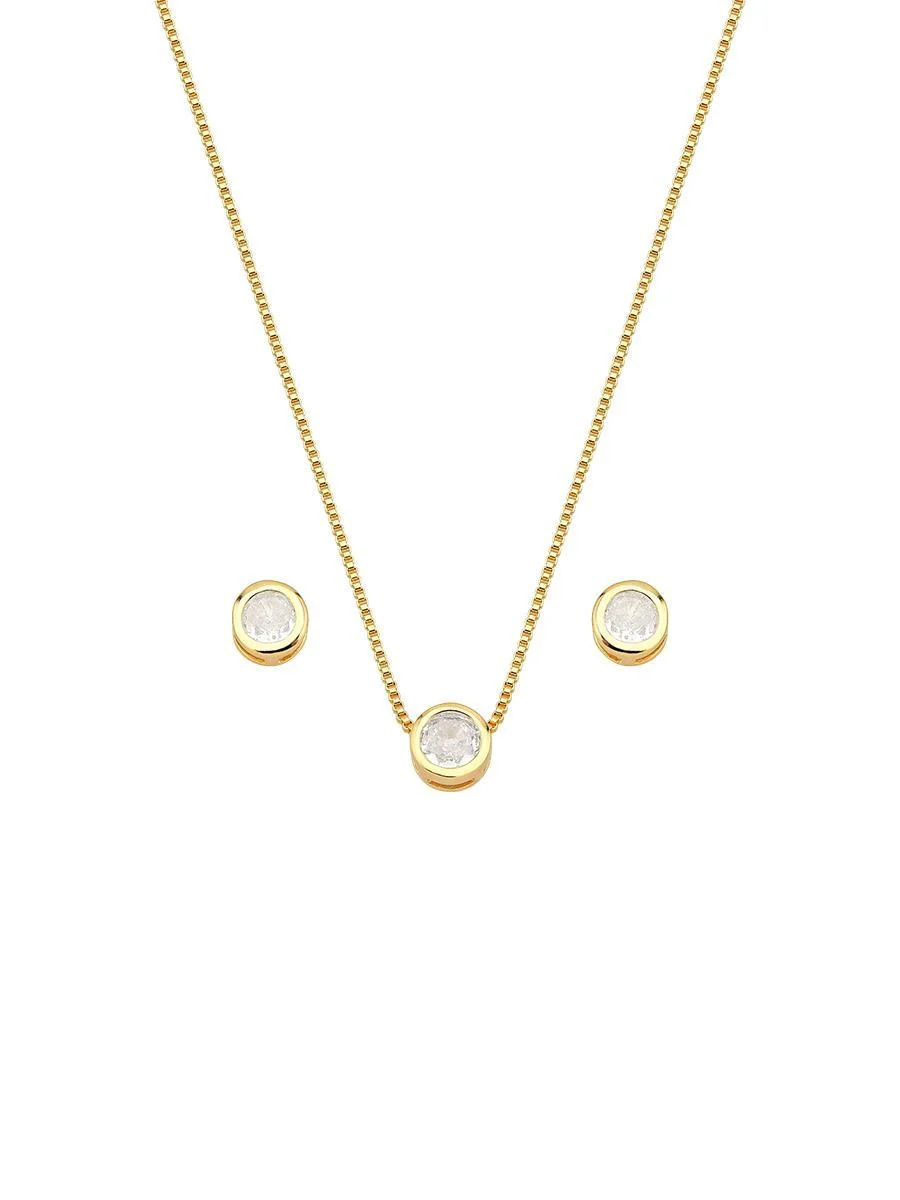 Conjunto Ponto de Luz Redondo Banhado a Ouro 18k