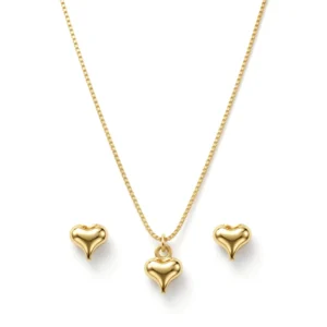 Conjunto Infantil Coração Banhado a Ouro 18k
