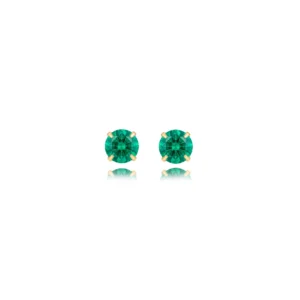 Brinco Ponto de Luz Turmalina 6mm Banhado a Ouro 18k